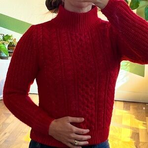 Loft bright pink/red knit sweater XS petite